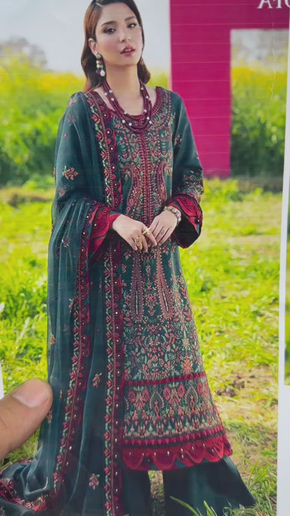 Asim Jofa 594 Embroidered Airjet Dhanak 3-Piece Winter Suit