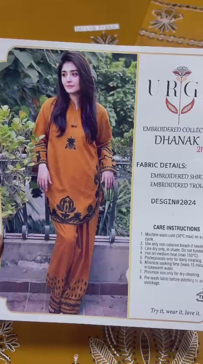 Urge Pure Dhanak Embroidered 2PC Suit – Winter Collection