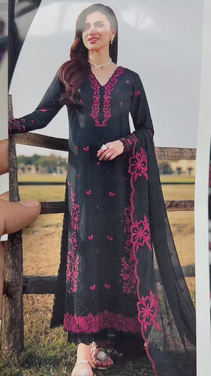 Azure 9017 Dhanak Embroidered Suit – Black | Winter Collection 2026-27