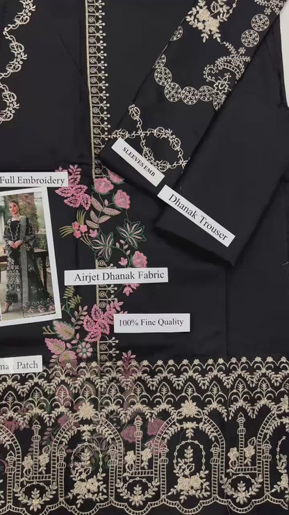 KAHF 1423 Premium Airjet Dhanak Embroidered Suit with Shawl