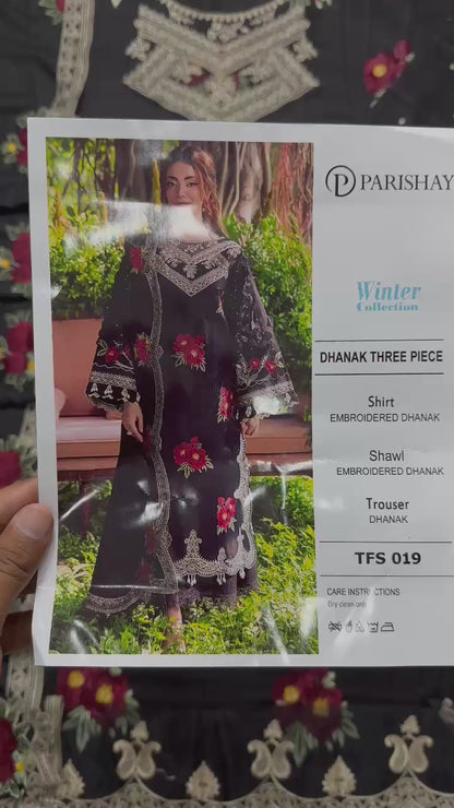 Parishay Premium Dhanak 3-Piece Embroidered Suit | Winter Collection 2026 | TFS-019