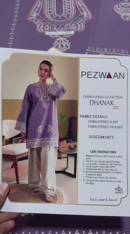 Pezwaan Pure Dhanak Embroidered 2PC Suit – Winter Collection