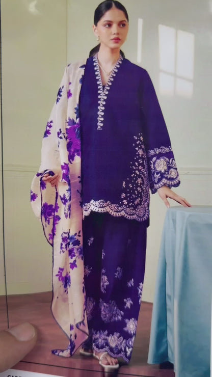 Zara Shahjahan FF-7627C Embroidered Dhanak 3-Piece Winter Collection