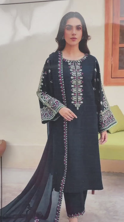 Batik Winter Collection BK-7625 – 3PC Embroidered Dhanak Suit (Teal Blue)