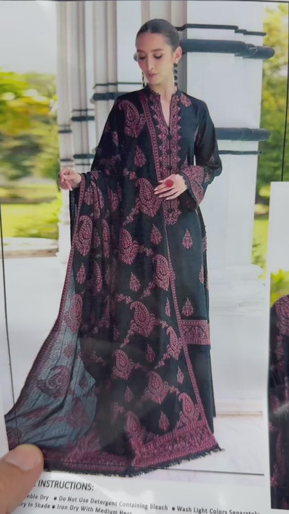 Bareeze Winter Collection 7637 | 3-Piece Heavy Embroidered Dhanak Suit