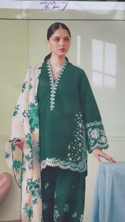 Zara Shahjahan FF-7627C Embroidered Dhanak 3-Piece Winter Collection