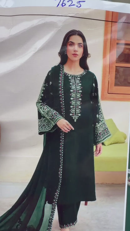 Batik Winter Collection BK-7625 – 3PC Embroidered Dhanak Suit (Teal Blue)