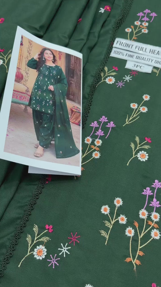 Aneelas 2719 Green Embroidered Dhanak Winter Suit