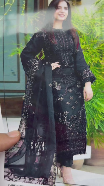 Nisa Winter Collection FF-7655B – 3PC Embroidered Dhanak Suit (Dark Green)