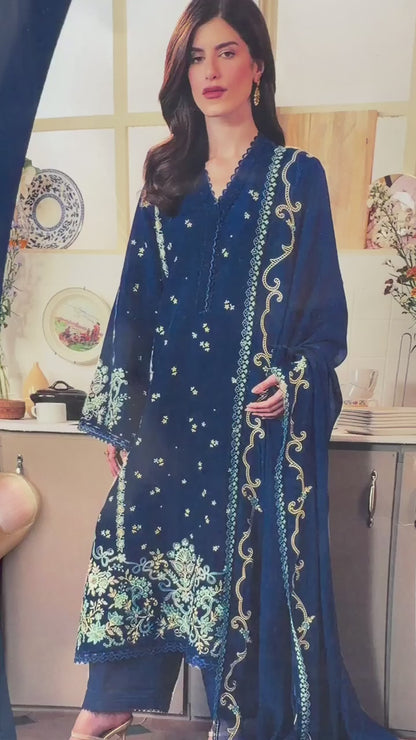 Ziva 9011 Dhanak Embroidered Suit – Navy Blue | Winter Collection 2026-27